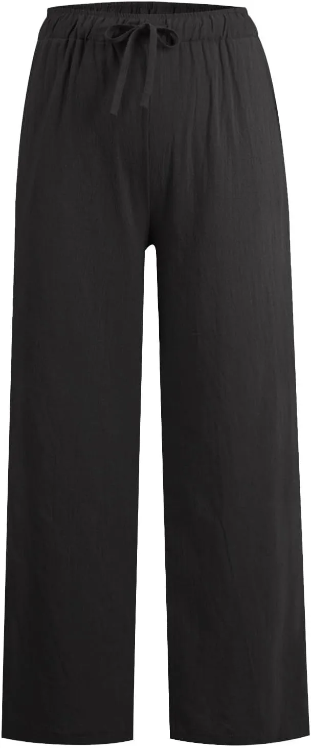 ADHOWBEW Linen Pants for Women Lounge Stretch High Waisted Dressy Petite Casual Flowy Plus Size Work Cotton Casual Pants