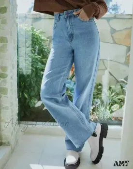 Amy Fashion - 2024 New Casual For Women High Waist Loose Denim Straight Leg Fashion Street Female Jean
