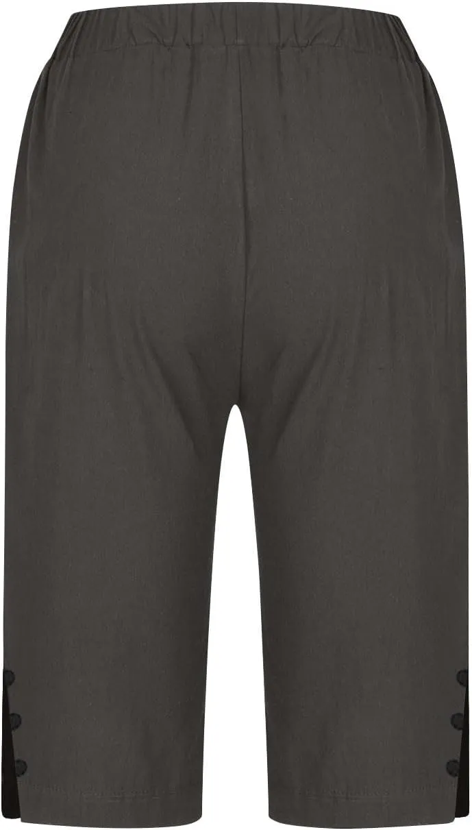 Bermuda Shorts for Women,Knee Length Linen Capri Pants High Waisted Comfy Casual Plus Size Capris 2025