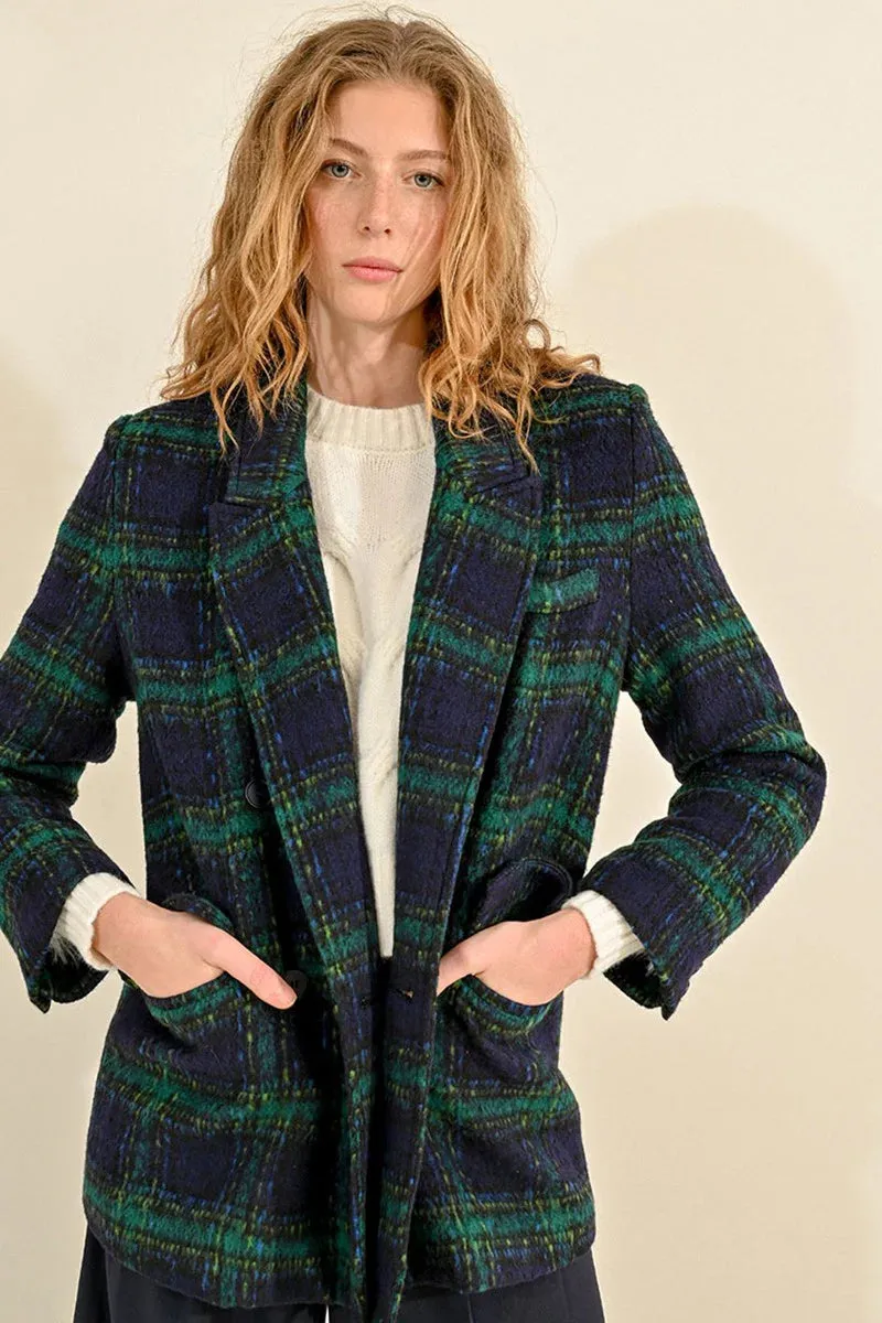 Checkered Coat - Blue
