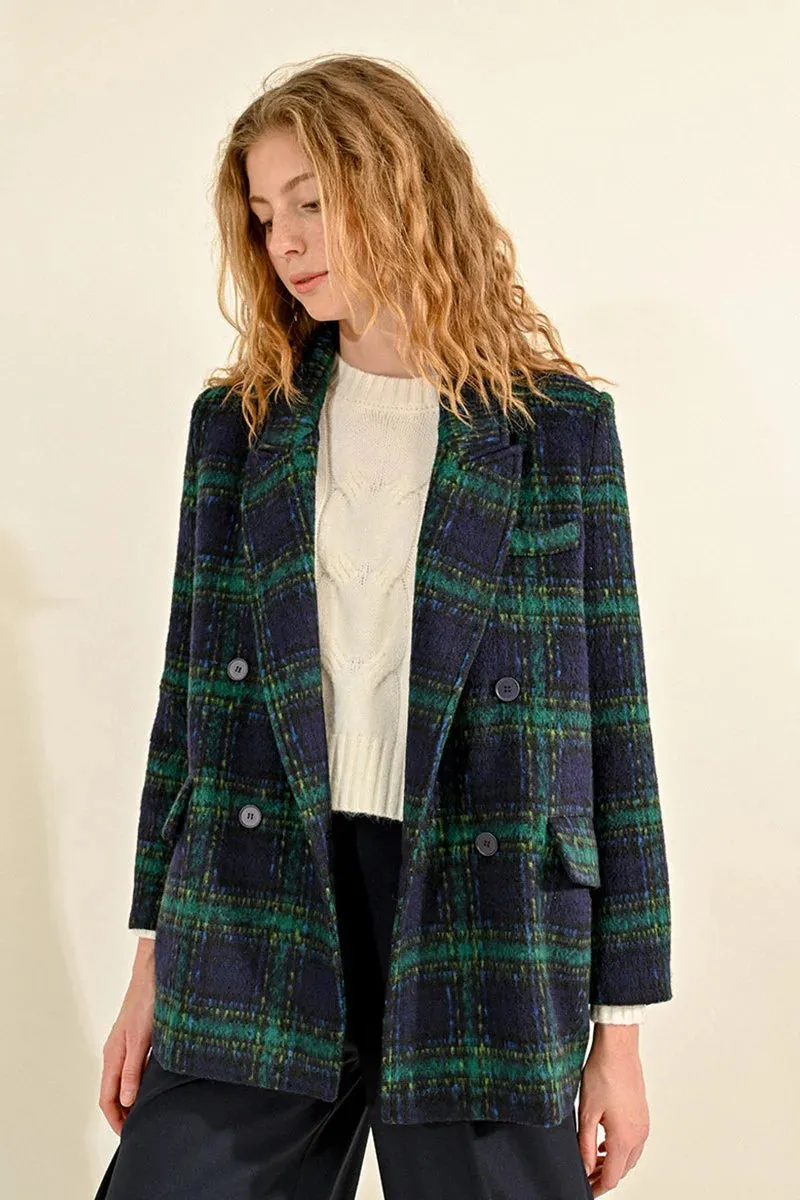 Checkered Coat - Blue