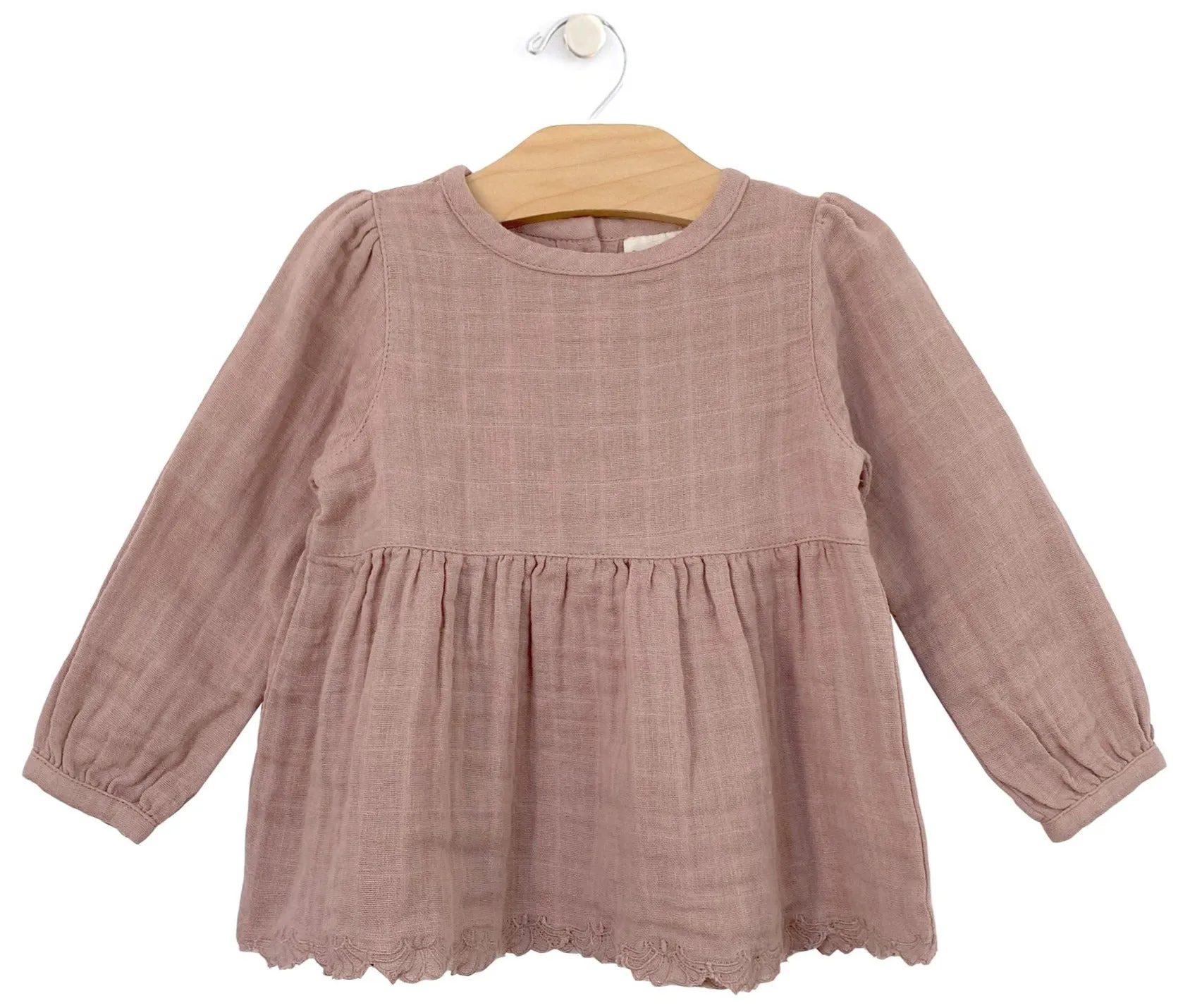 City Mouse Muslin Lace Hem Tunic - Dusty Rose