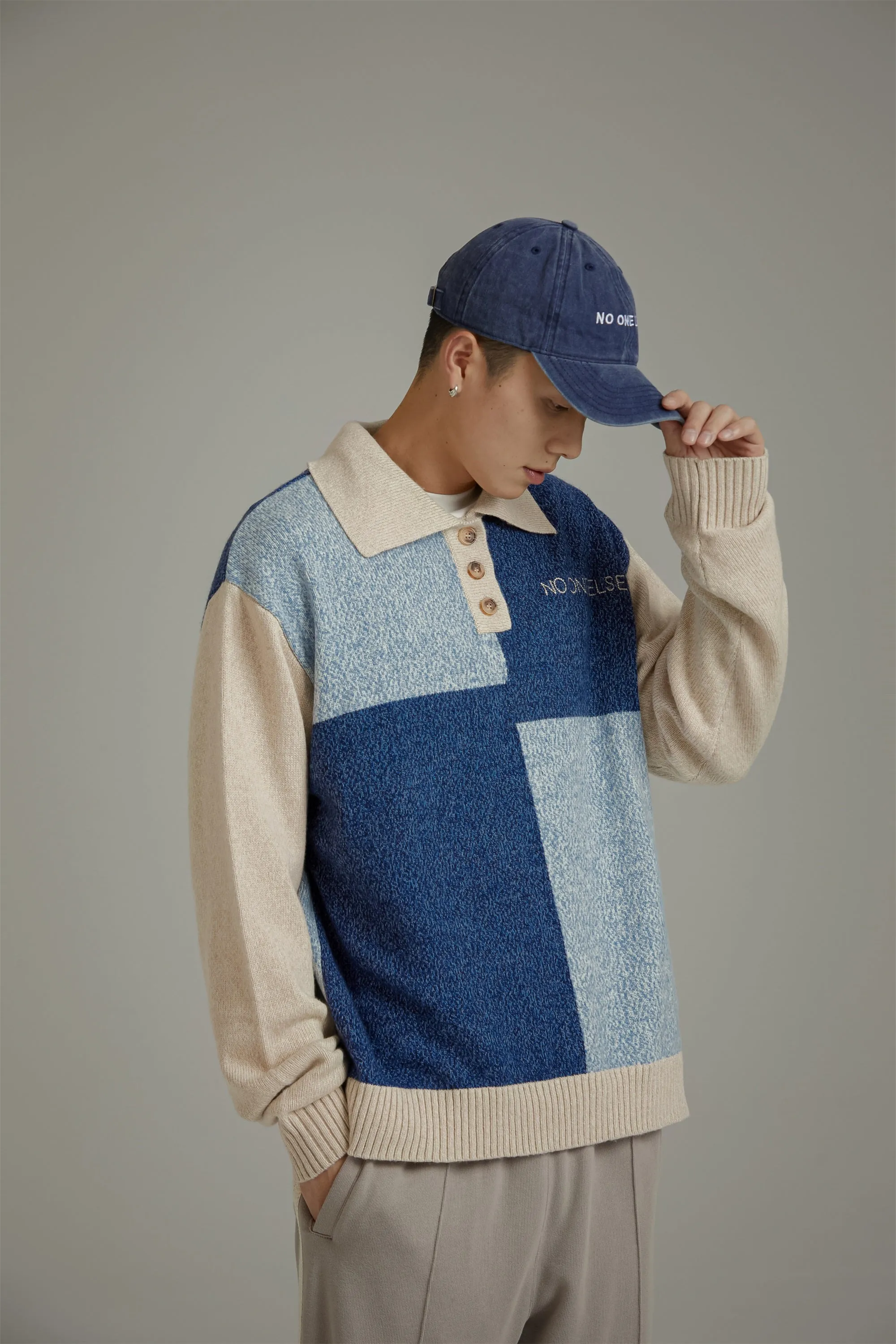 Collar Color Combination Knit Sweater