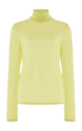 Costa Knit Turtleneck in Lime Adamite Cashmere Silk