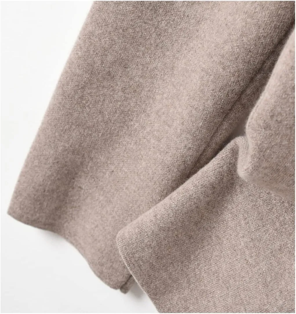 Fulbant Winter Women Loose Trousers with Pocket 100% Wool Thicker Knitwear Pants
