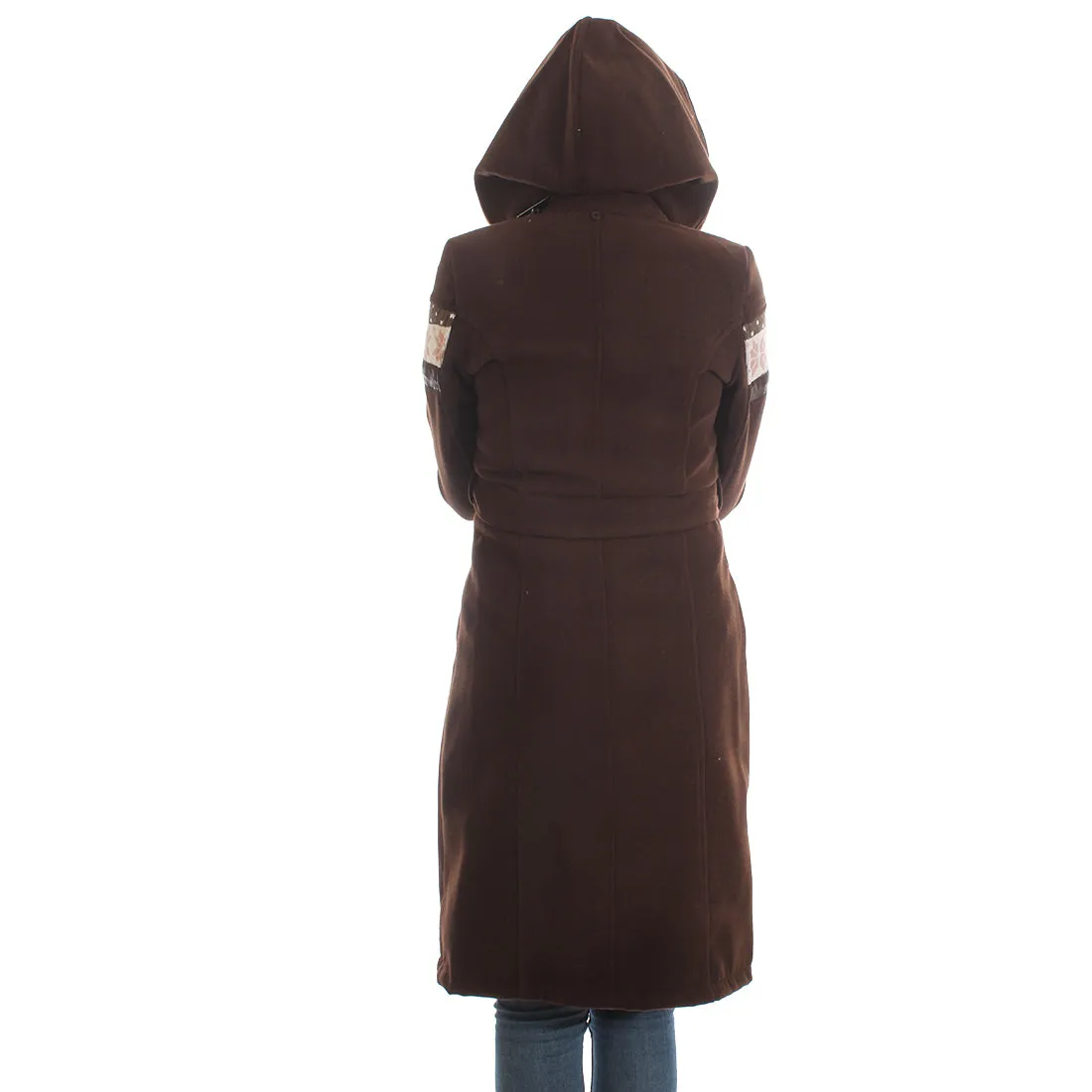 Long coat with removable hoodie/ brown -5896