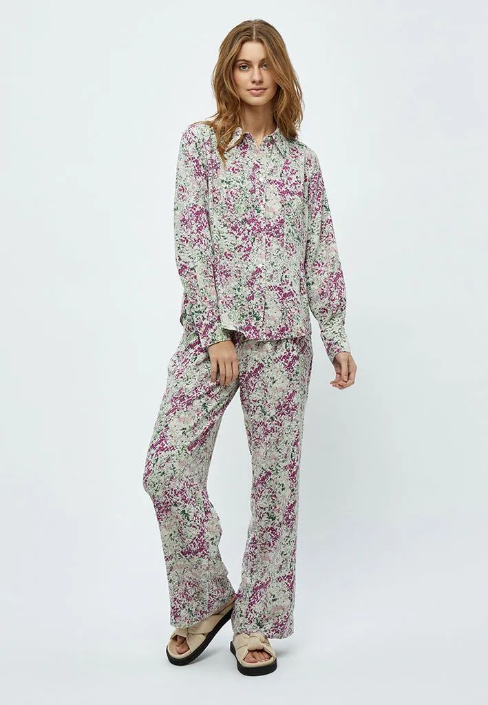 Marva Wide Leg Pants - Green Mint Print
