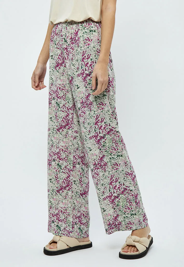 Marva Wide Leg Pants - Green Mint Print