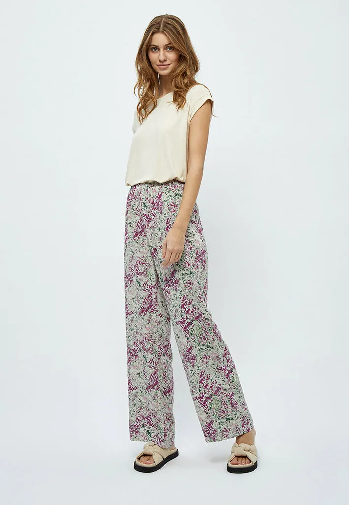 Marva Wide Leg Pants - Green Mint Print