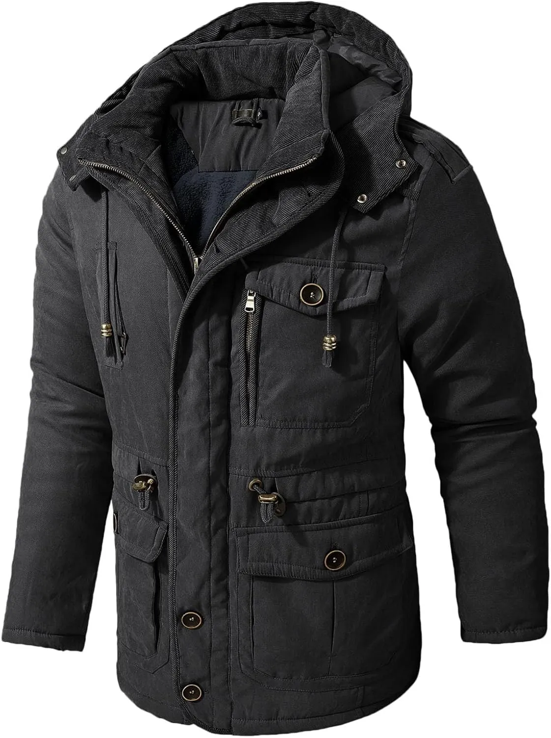 Mens Windproof Jacket 2023 Winter Warm Fleece Lined Mountain Sport Coats for Men Hooded Windbreaker Jackets Outdoor Overcoat