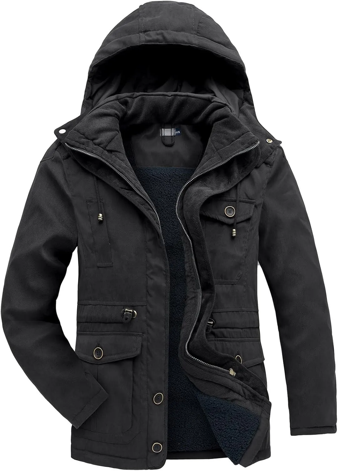 Mens Windproof Jacket 2023 Winter Warm Fleece Lined Mountain Sport Coats for Men Hooded Windbreaker Jackets Outdoor Overcoat