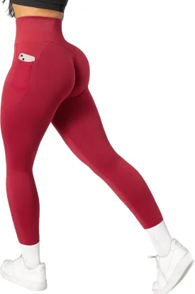 OMKAGI Women Scrunch Butt Lifting Leggings with Pockets Compression High Waisted Gym Workout Leggings