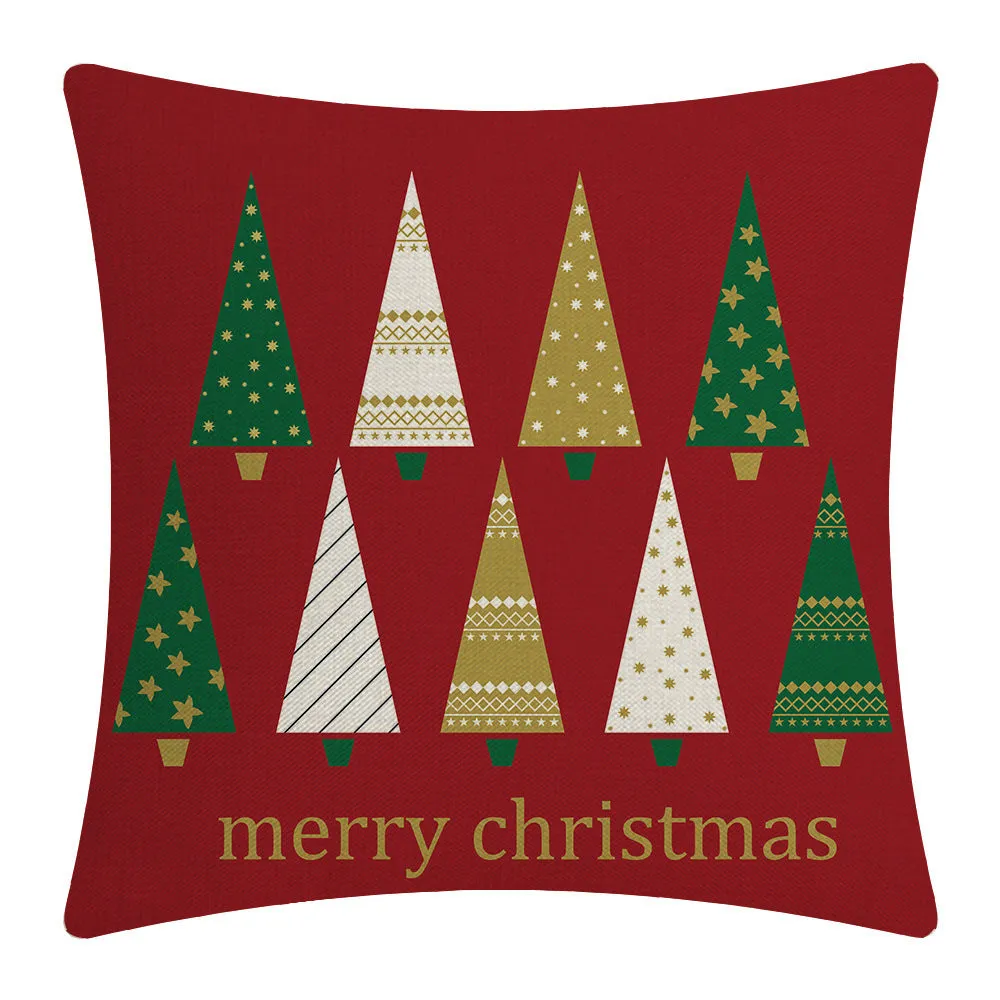 Red Christmas flax peach skin pillowcase cushion
