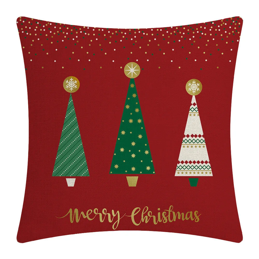 Red Christmas flax peach skin pillowcase cushion