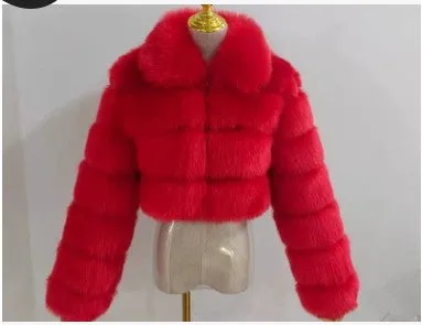 Short lapel imitation fur coat