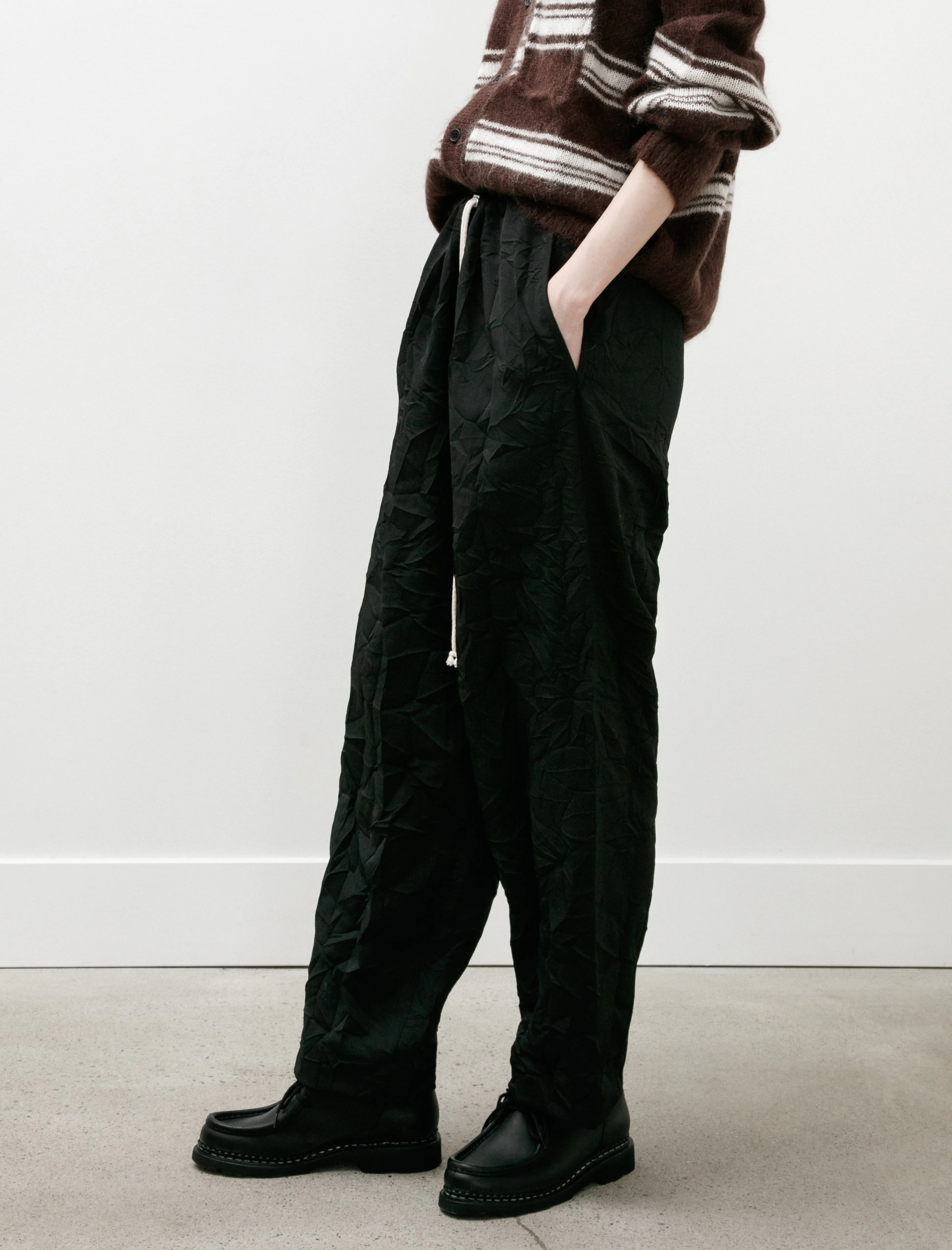 Simple Pants Wrinkled Twill Black W