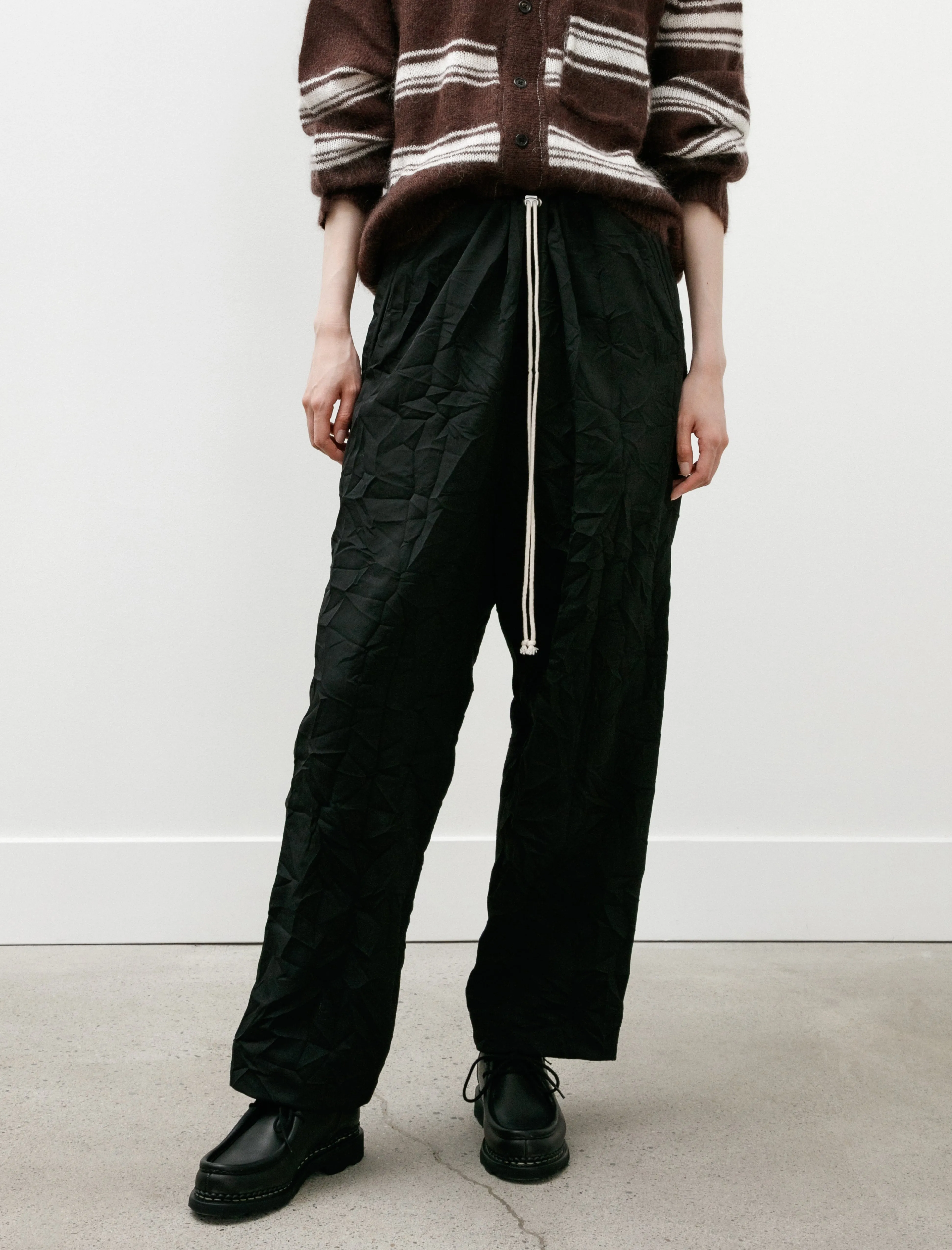 Simple Pants Wrinkled Twill Black W