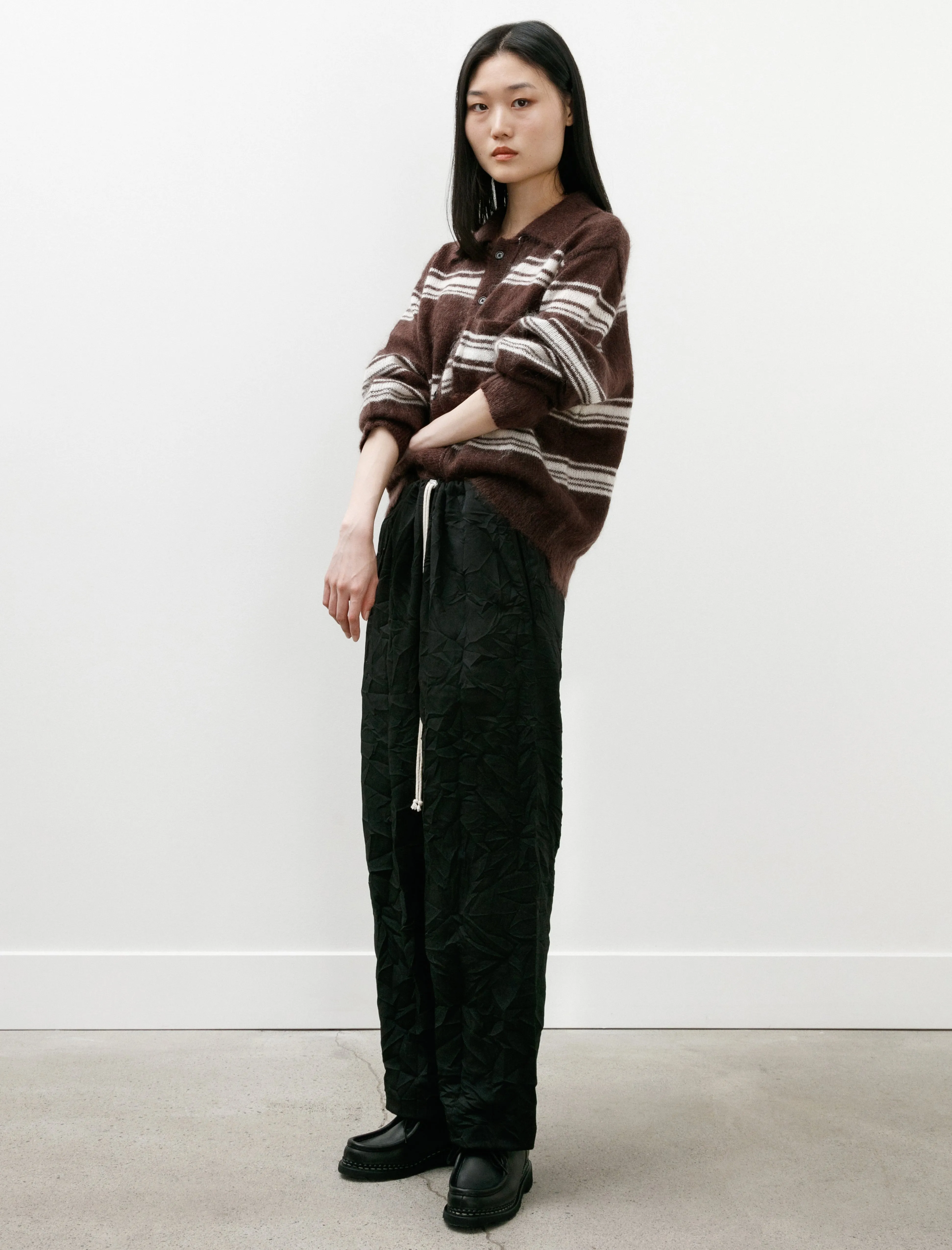 Simple Pants Wrinkled Twill Black W