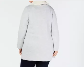Style & Co Womens Fleece-Collar Open Cardigan