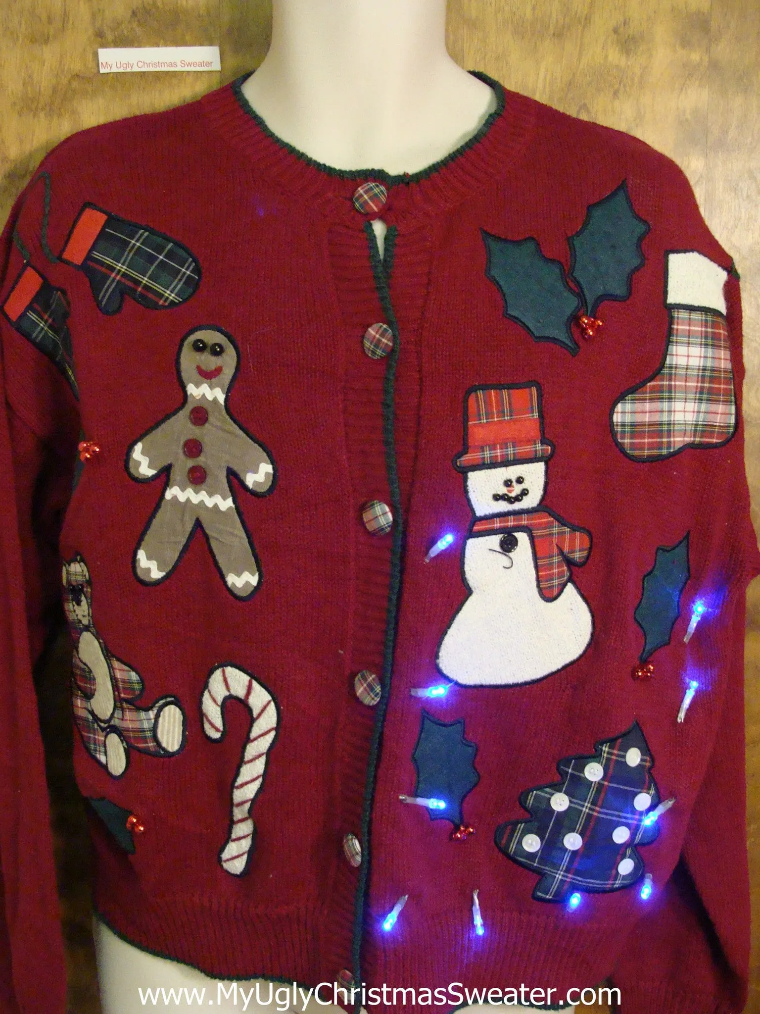 Tacky 80s Red Light Up Ugly Xmas Sweater