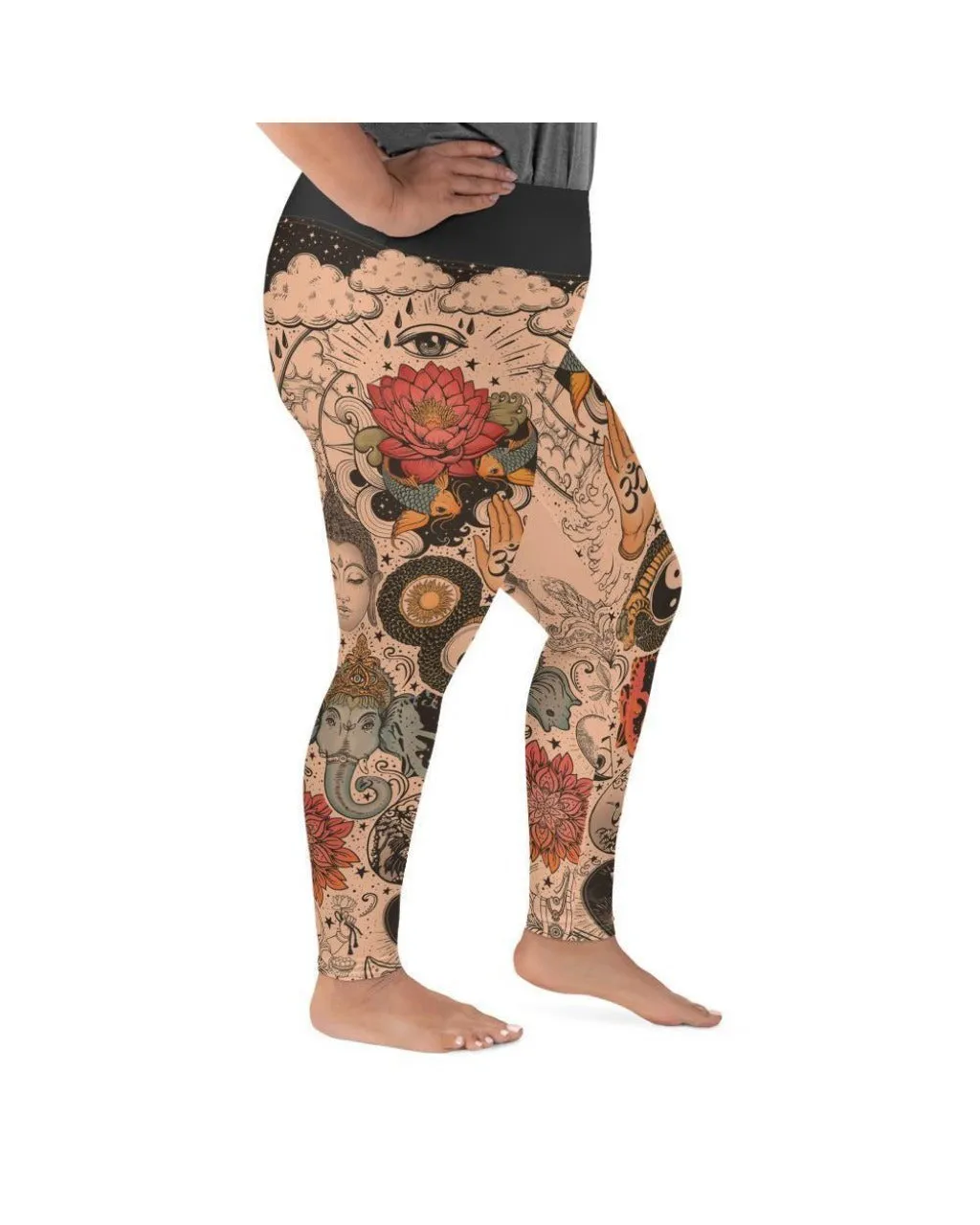 Tattooed Lotus Plus Size Leggings