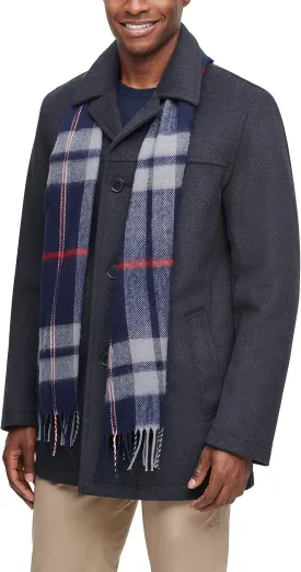 Tommy Hilfiger Men's Size Tall Wool Melton Walking Coat With Detachable Scarf