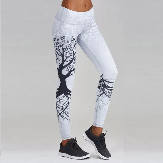 VenusFox Digital Print Skull&flower Black Leggings