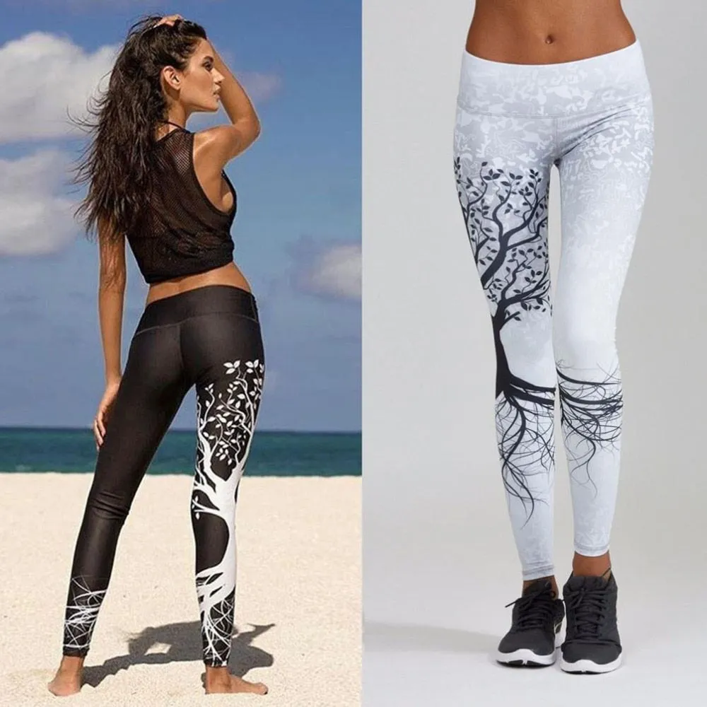 VenusFox Digital Print Skull&flower Black Leggings