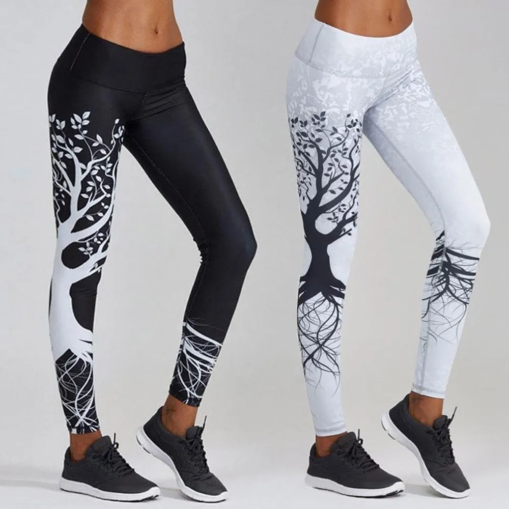 VenusFox Digital Print Skull&flower Black Leggings