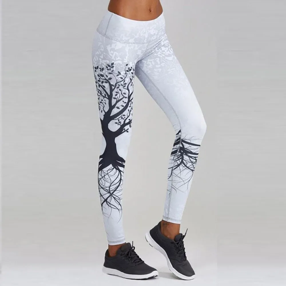 VenusFox Digital Print Skull&flower Black Leggings