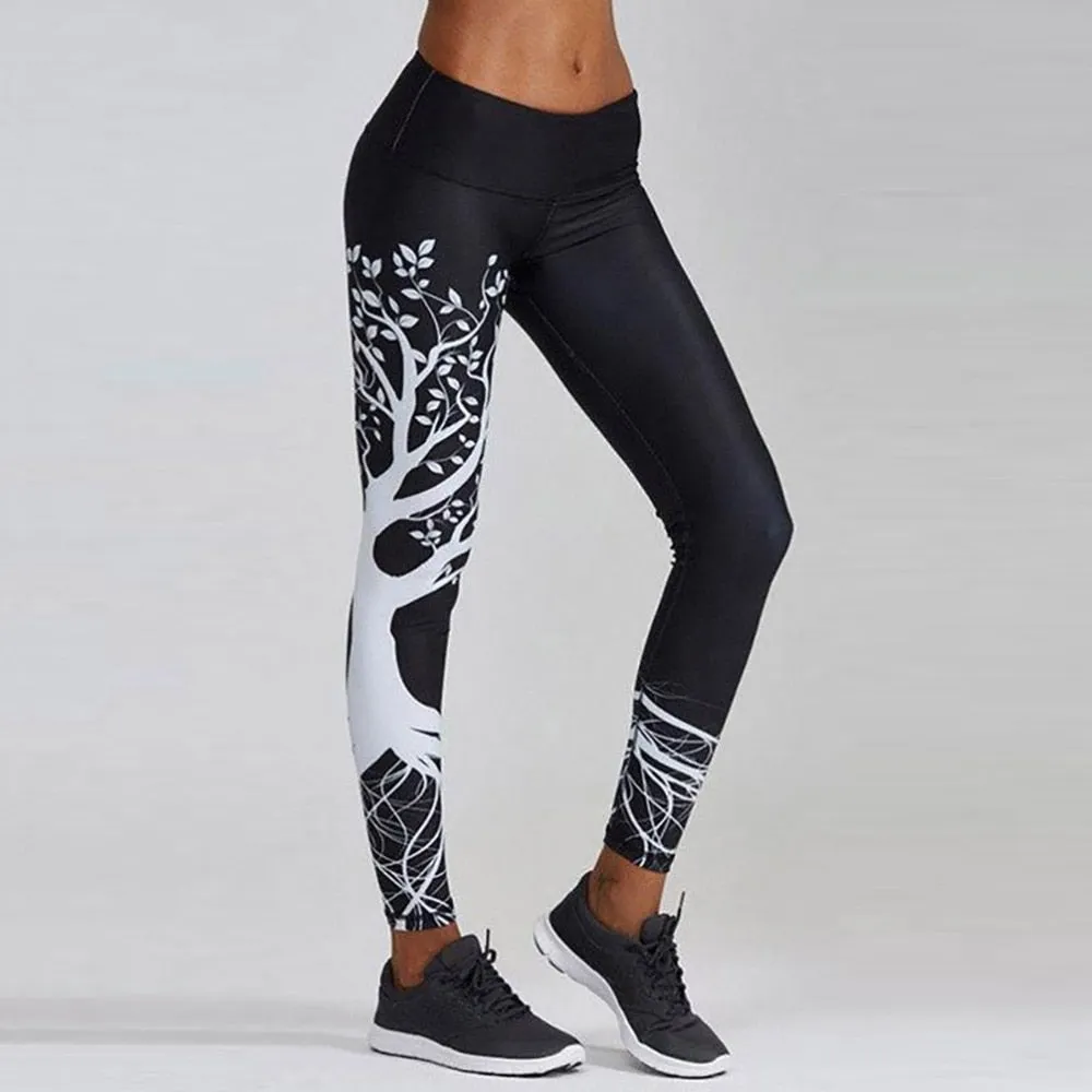 VenusFox Digital Print Skull&flower Black Leggings