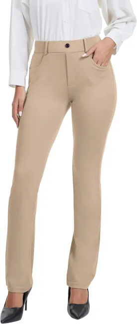 VIMPEP 2024 Fall Womens Classic Yoga Dress Pants High Rise Straight Soft Feeling Pull On Work Yoga Pants for Casual 2202