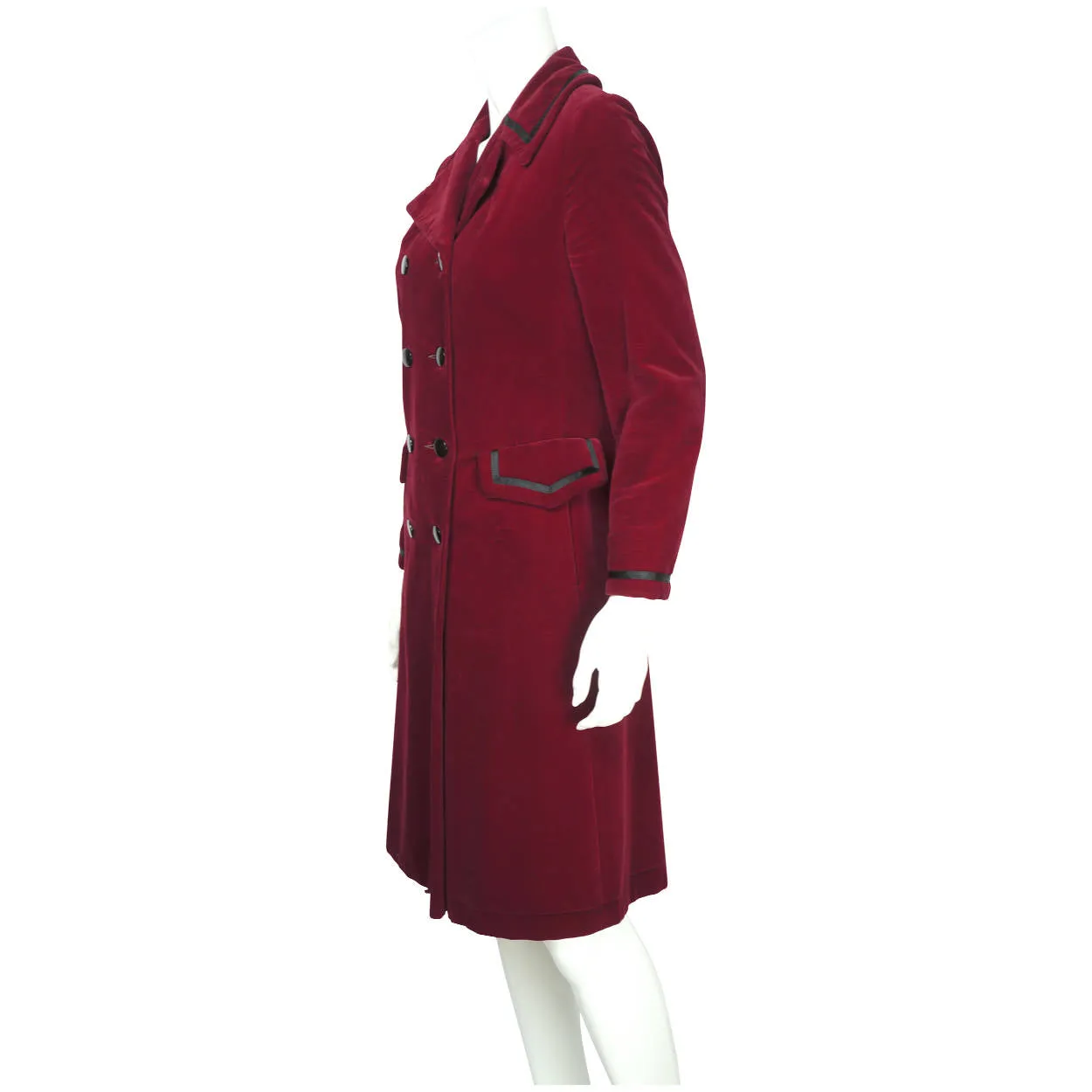 Vintage 70s Marielle Fleury Red Velvet Coat by Rainmaster M