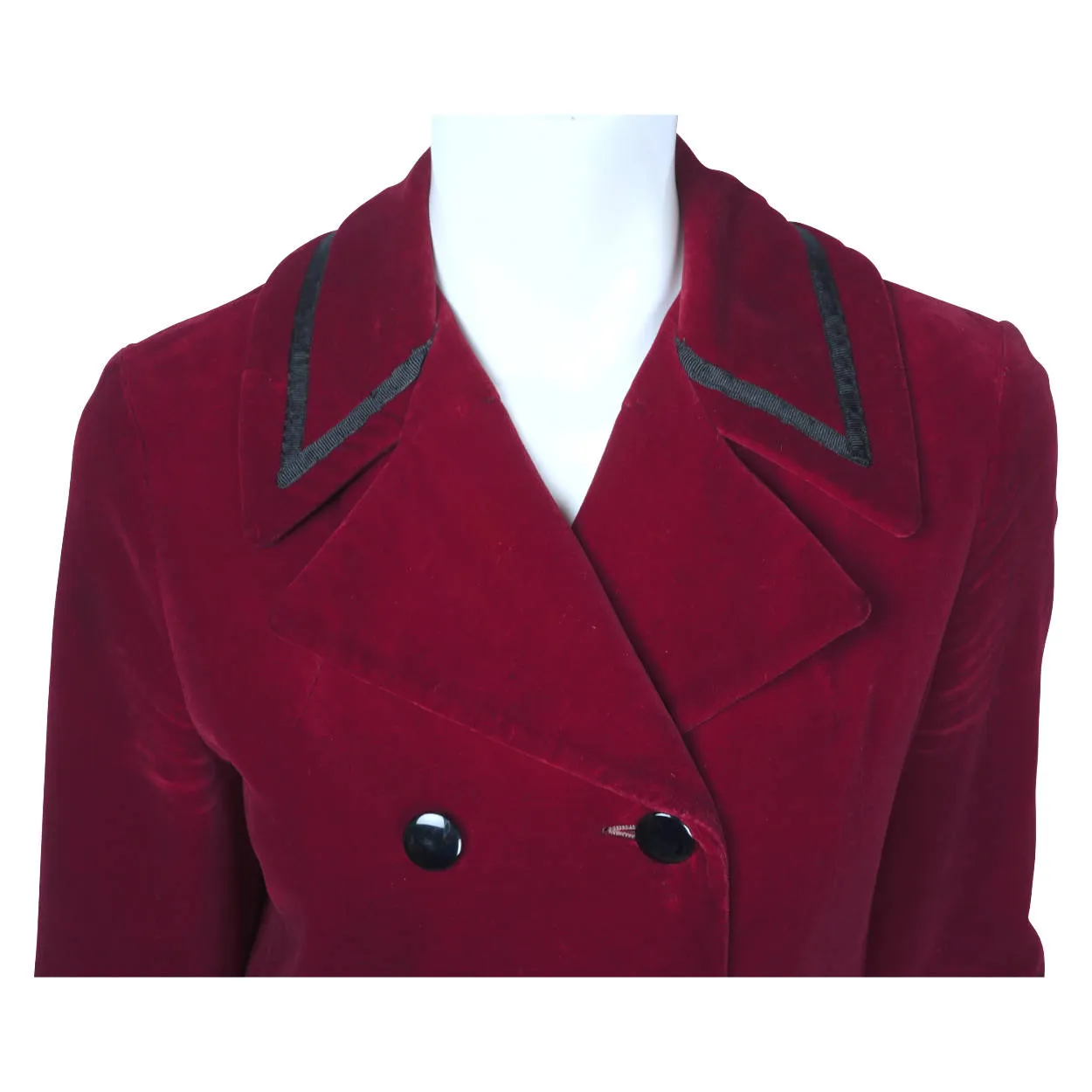 Vintage 70s Marielle Fleury Red Velvet Coat by Rainmaster M