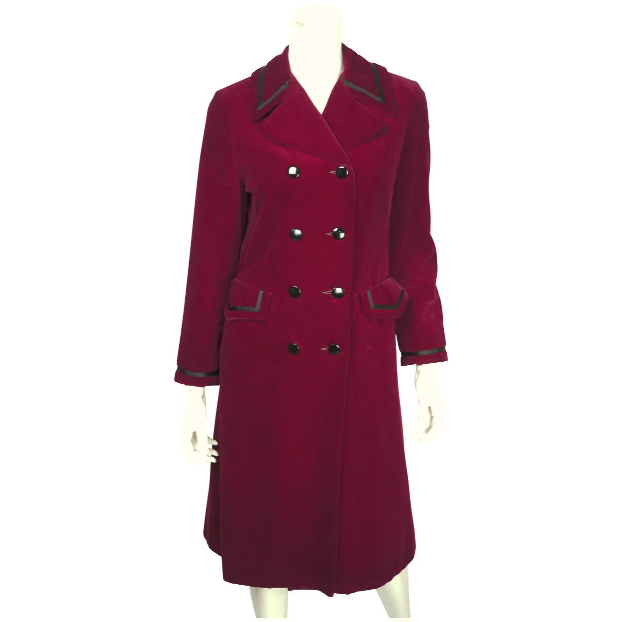 Vintage 70s Marielle Fleury Red Velvet Coat by Rainmaster M