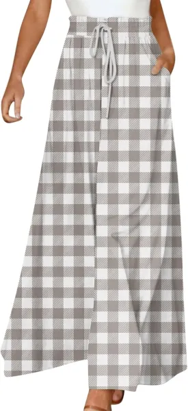 Wide Leg Pants Woman Summer 2025 Flowy High Waisted Trousers Baggy Drawstring Beach Pant with Pockets