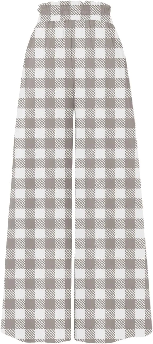 Wide Leg Pants Woman Summer 2025 Flowy High Waisted Trousers Baggy Drawstring Beach Pant with Pockets
