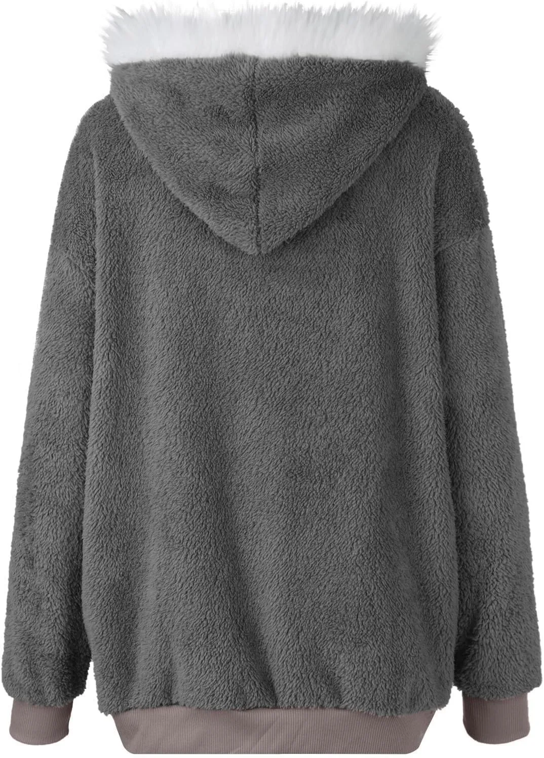 Winter Coats For Women Fuzzy Fleece Jacket Hooded Color Block Patchwork Cardigan Coat Outerwear With Pocket S-5XL