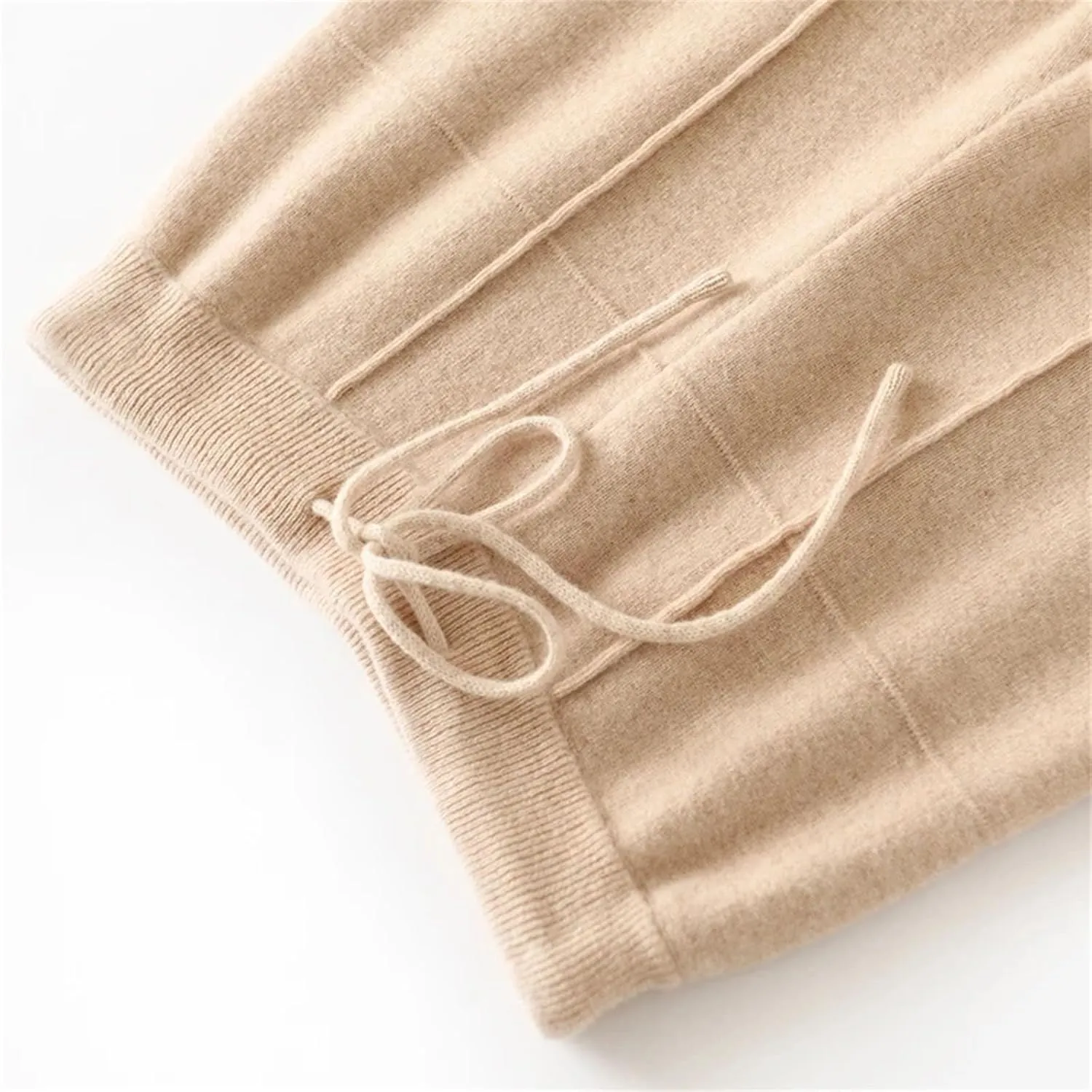 Women Cashmere Pants Basic Casual Wide Leg Pants Merino Wool Knitwear Soft Trousers