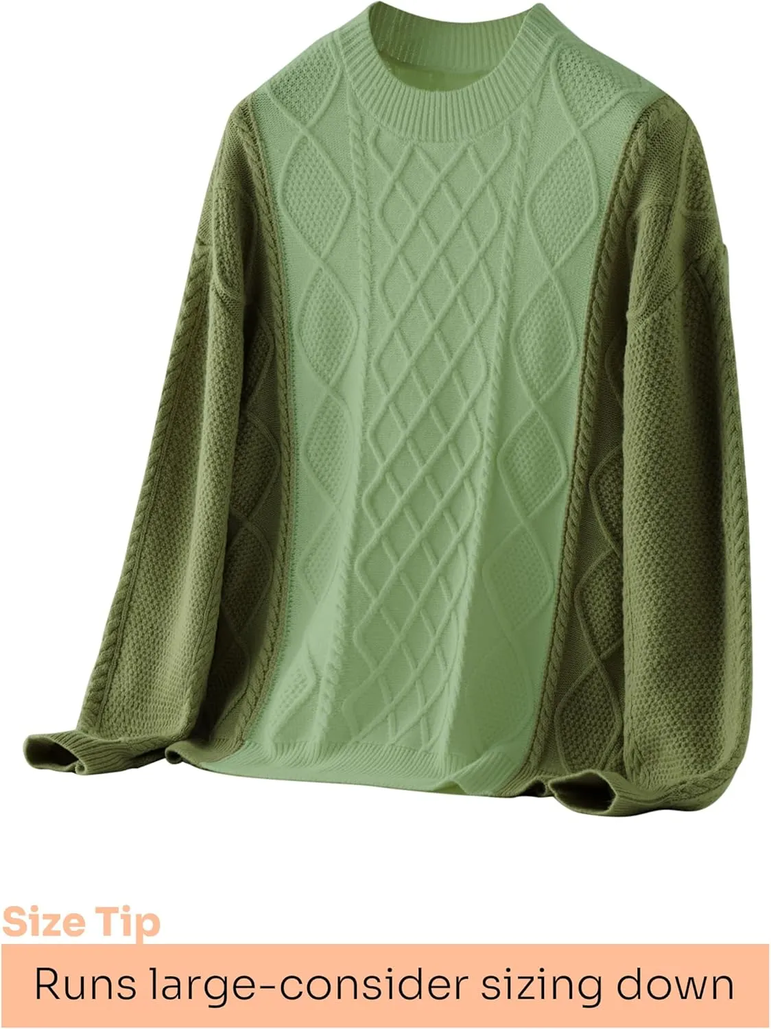 Women's Color Block Cable Knit Sweater  Crewneck Long Sleeve Pullover, Soft Textured Knitwear for Fall and Winter