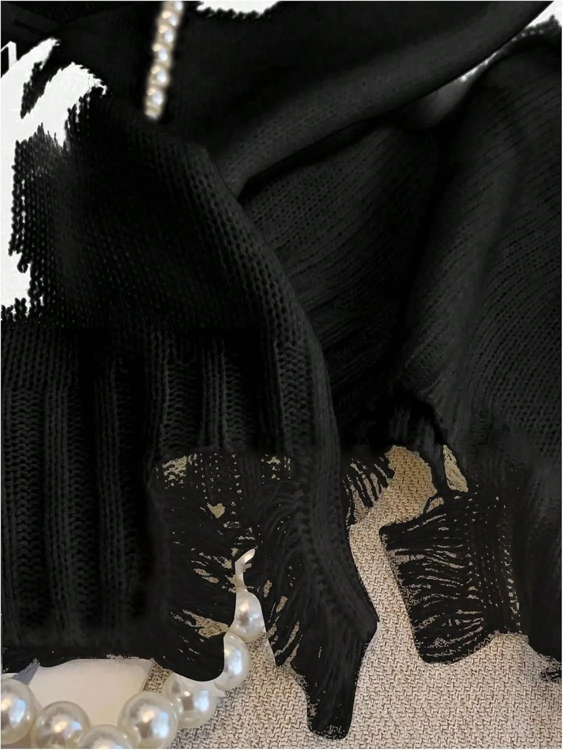 Women's Graphic Sweaters V Neck Long Sleeve Distressed Sweaters Raw Hem Knitted Pullover Top