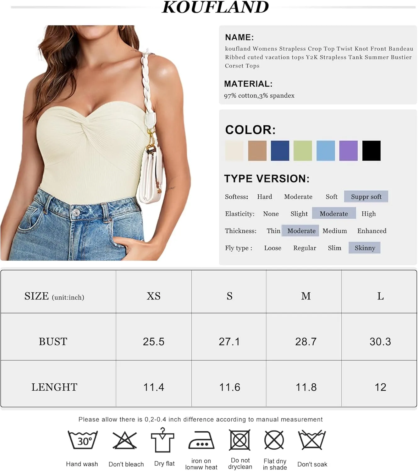 Womens Strapless Crop Top Twist Knot Front Bandeau Ribbed cuted Y2K Strapless Tank Summer Vacation Tops Corset