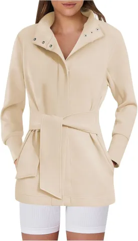 Women's Trench Coat Short Casual Spring Fall Fashion jackets 2024 Classic Lapel Overcoat Outerwear With Belt