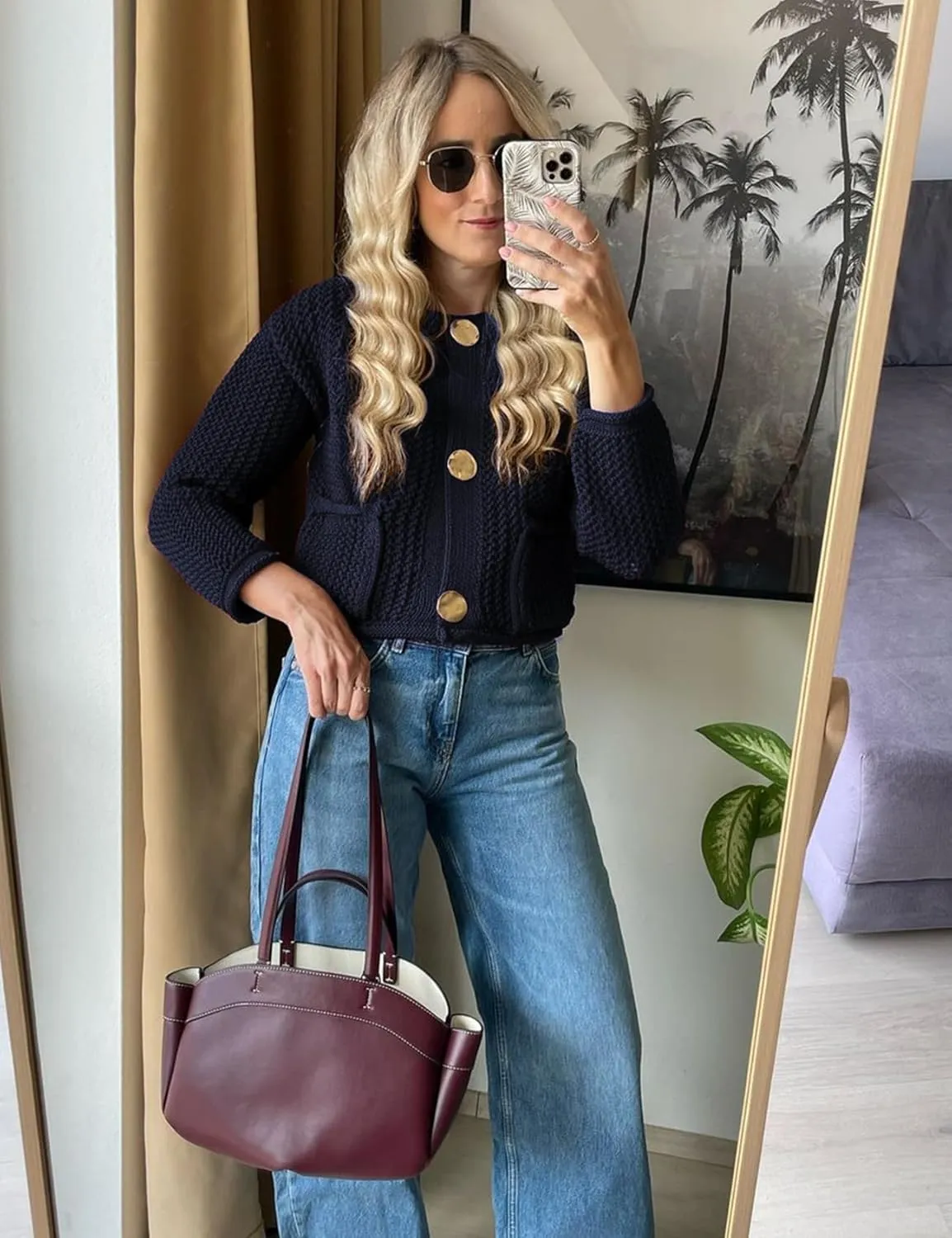 Wyeysyt Womens Cropped Cardigan Sweaters Chunky Knit Gold Button Down Open Front Cardigan Long Sleeve Crop Crochet Sweaters