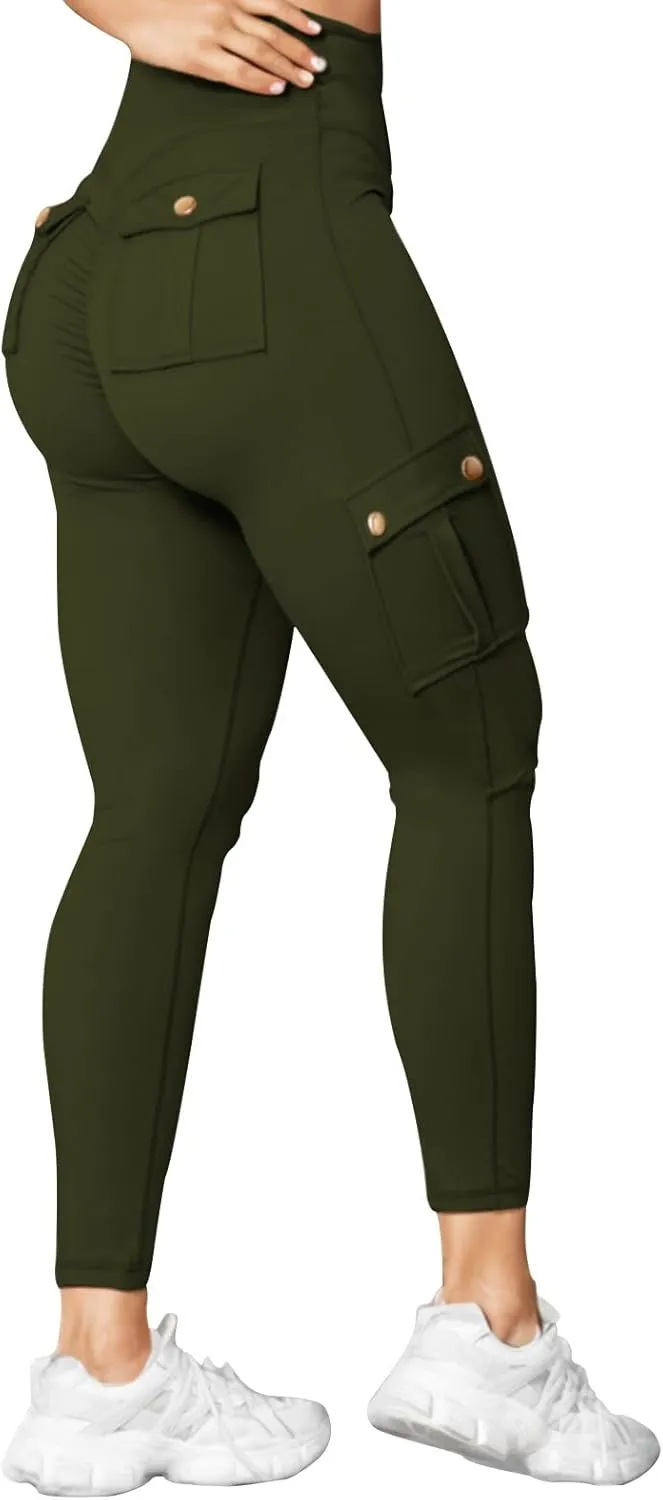 Yoga Cargo Pants for Women High Waisted Cargo Bootcut Yoga Pants with Pockets Summer Flare Cargo Workout Pants Fall